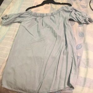 Light denim off the should dress